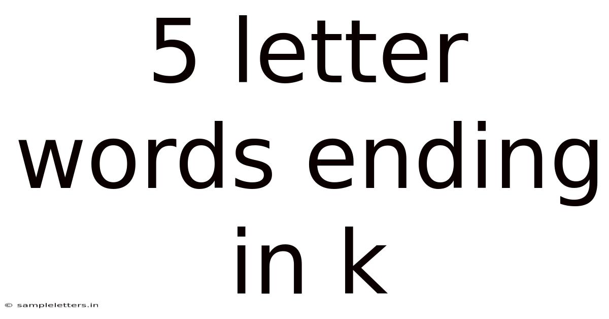 5 Letter Words Ending In K