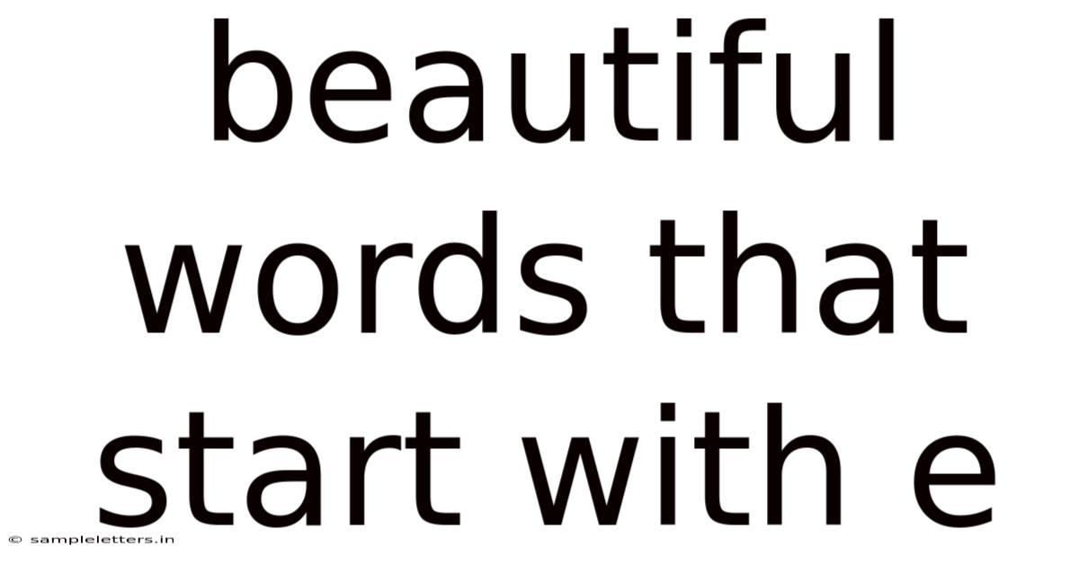 Beautiful Words That Start With E