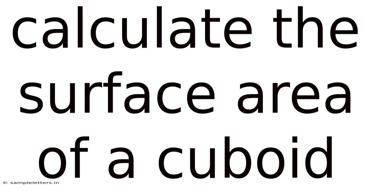 Calculate The Surface Area Of A Cuboid
