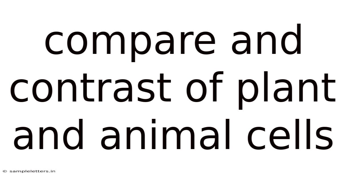 Compare And Contrast Of Plant And Animal Cells
