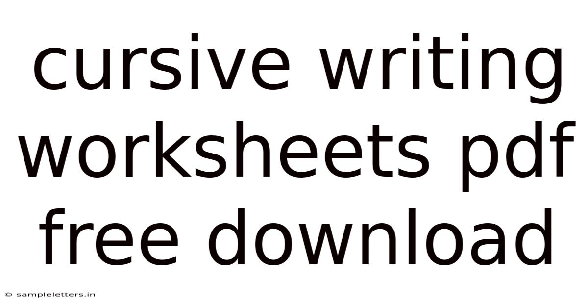Cursive Writing Worksheets Pdf Free Download