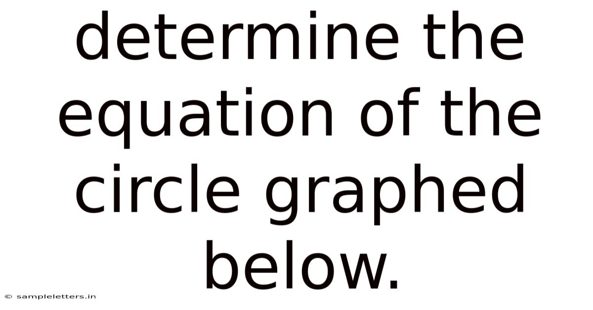 Determine The Equation Of The Circle Graphed Below.