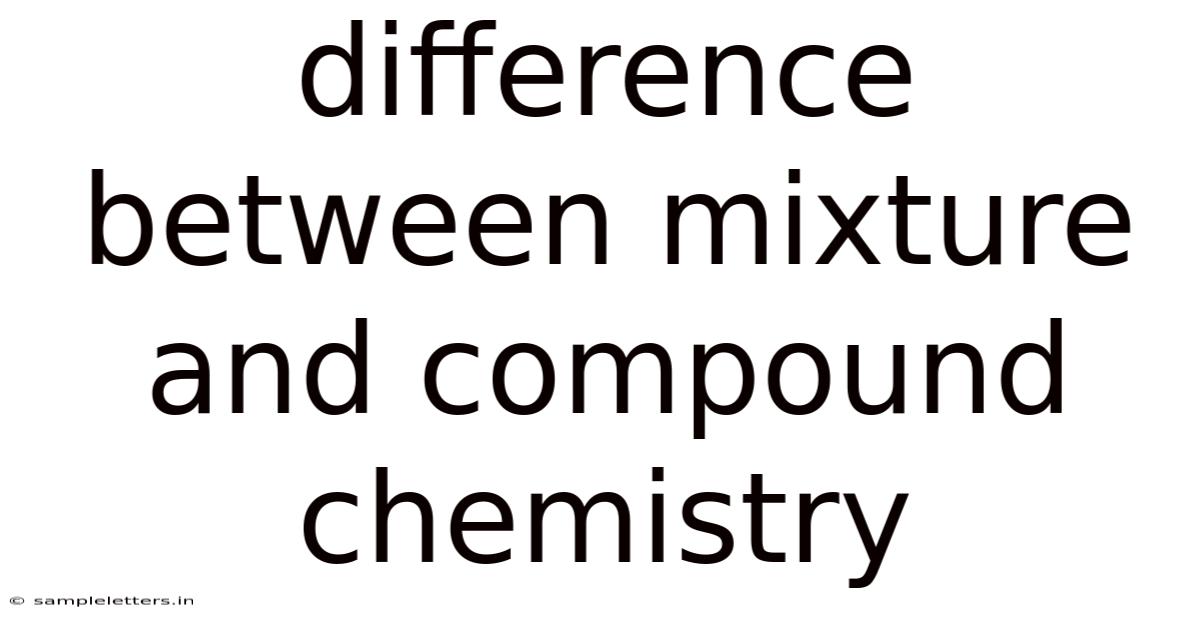 Difference Between Mixture And Compound Chemistry