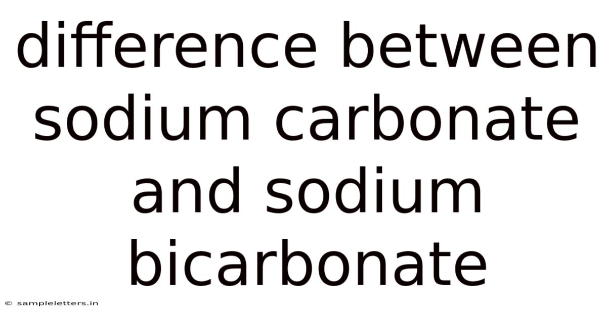 Difference Between Sodium Carbonate And Sodium Bicarbonate