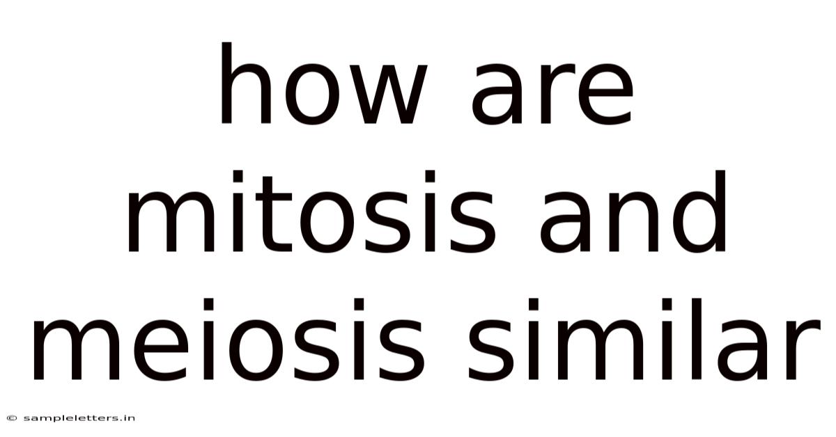 How Are Mitosis And Meiosis Similar
