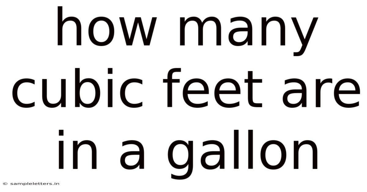 How Many Cubic Feet Are In A Gallon
