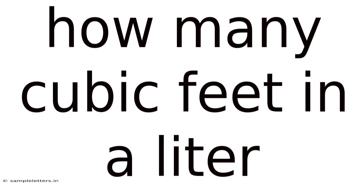 How Many Cubic Feet In A Liter