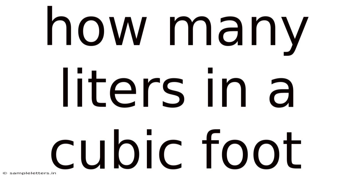 How Many Liters In A Cubic Foot