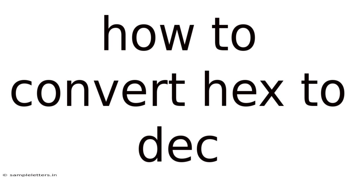 How To Convert Hex To Dec