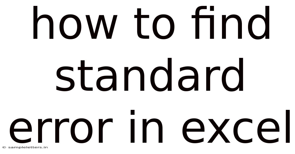 How To Find Standard Error In Excel