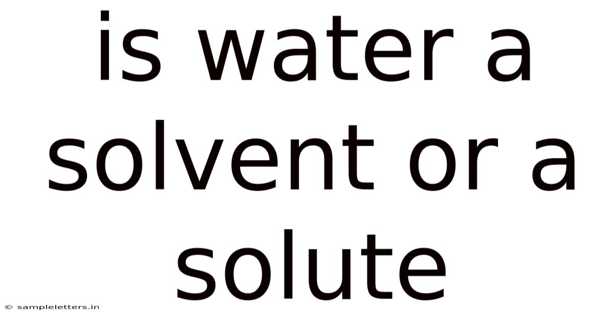 Is Water A Solvent Or A Solute