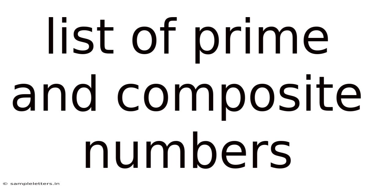 List Of Prime And Composite Numbers