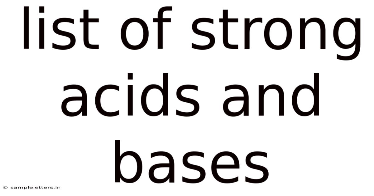 List Of Strong Acids And Bases