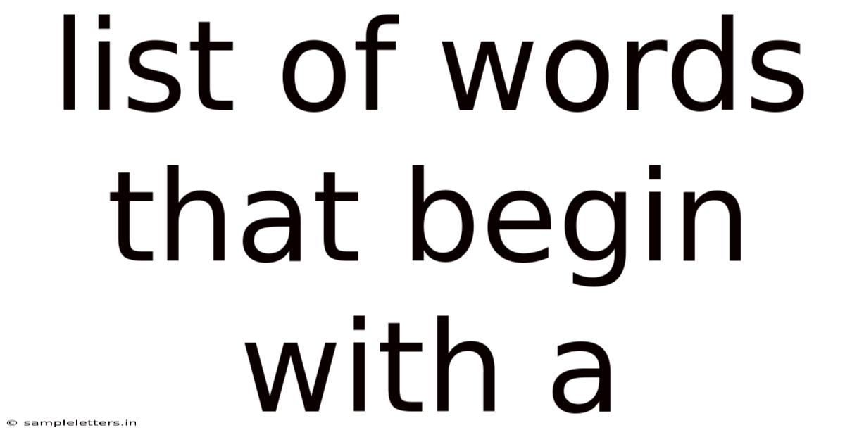 List Of Words That Begin With A