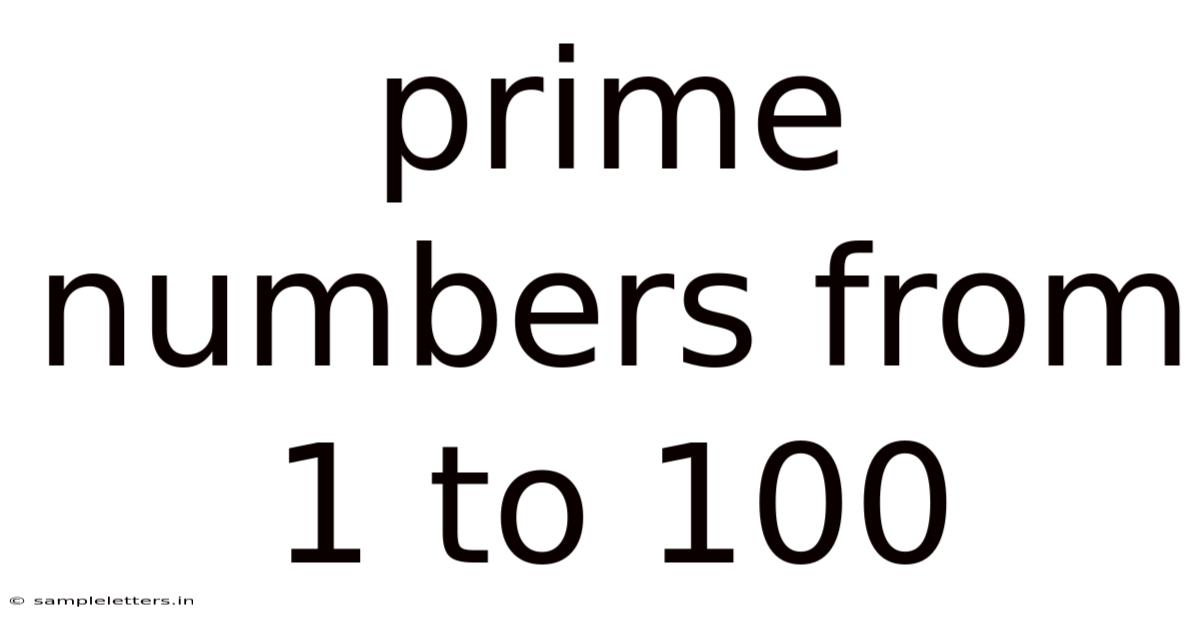 Prime Numbers From 1 To 100