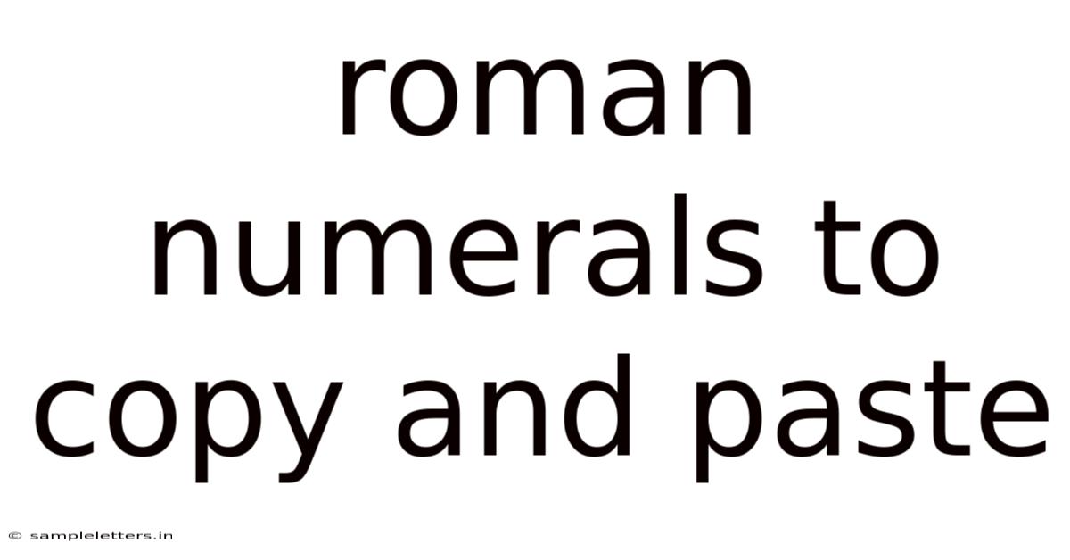 Roman Numerals To Copy And Paste