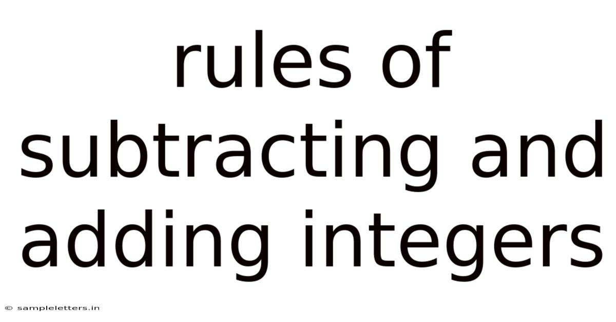 Rules Of Subtracting And Adding Integers