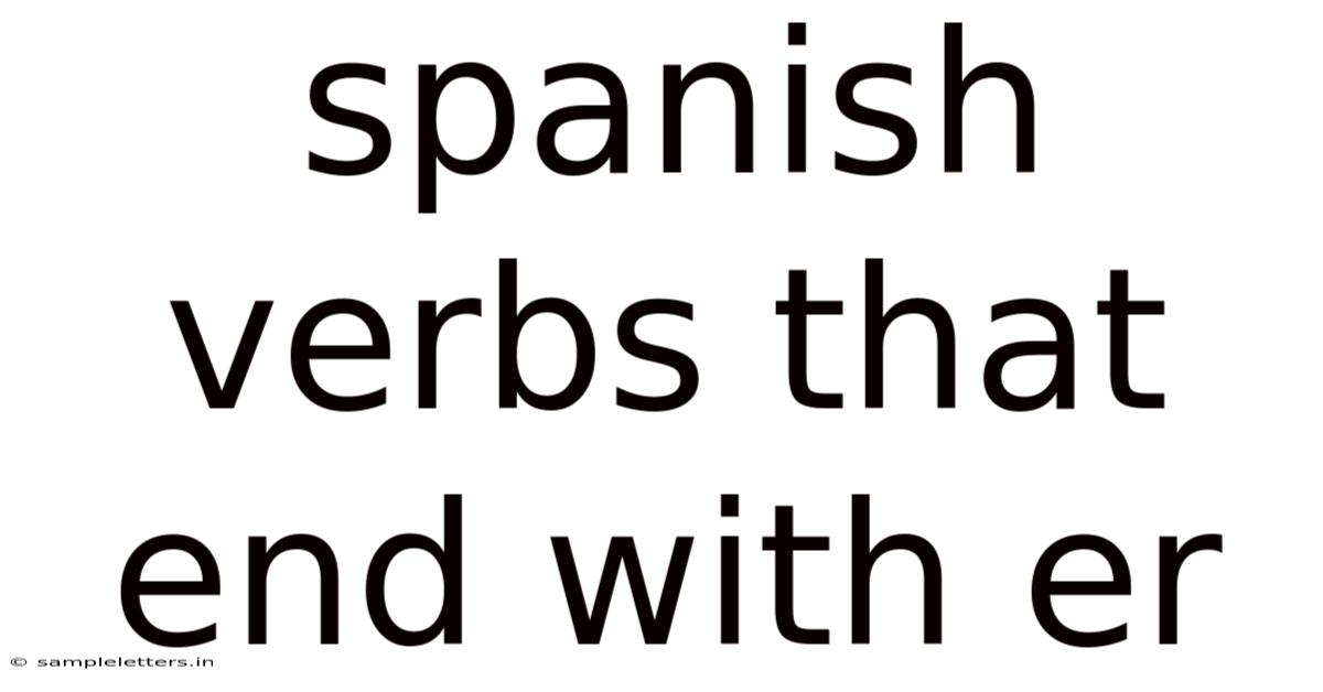 Spanish Verbs That End With Er