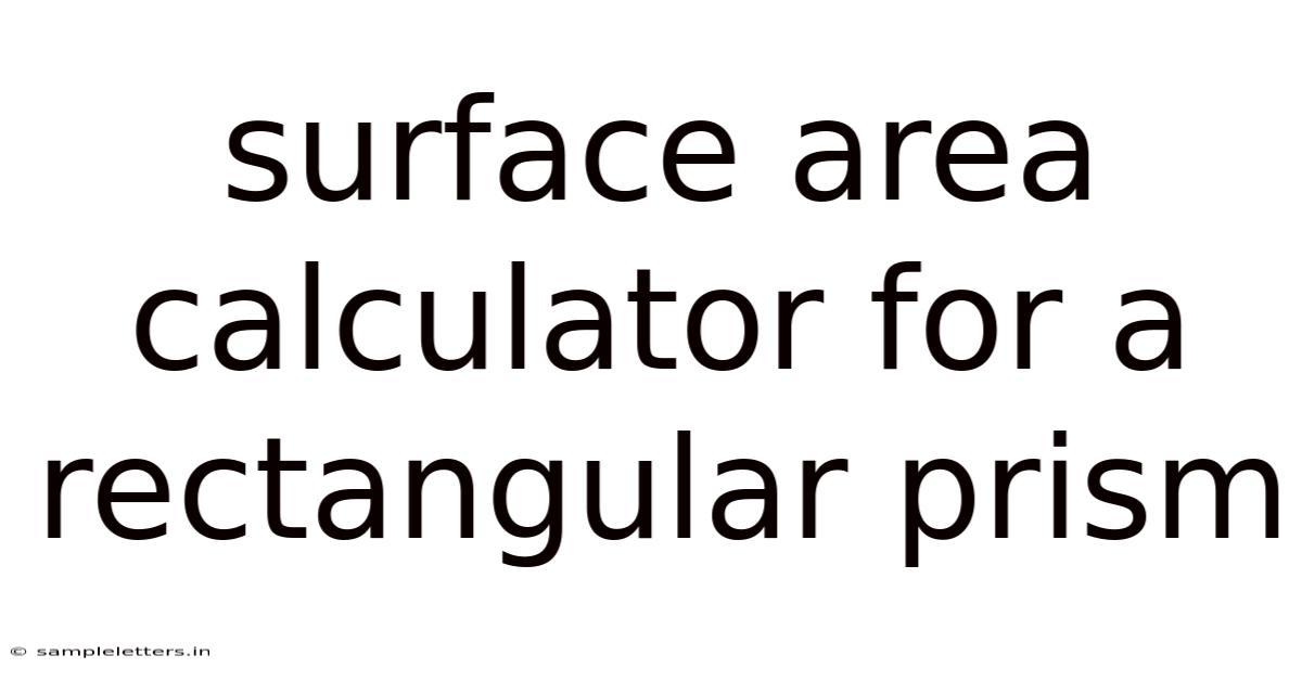 Surface Area Calculator For A Rectangular Prism