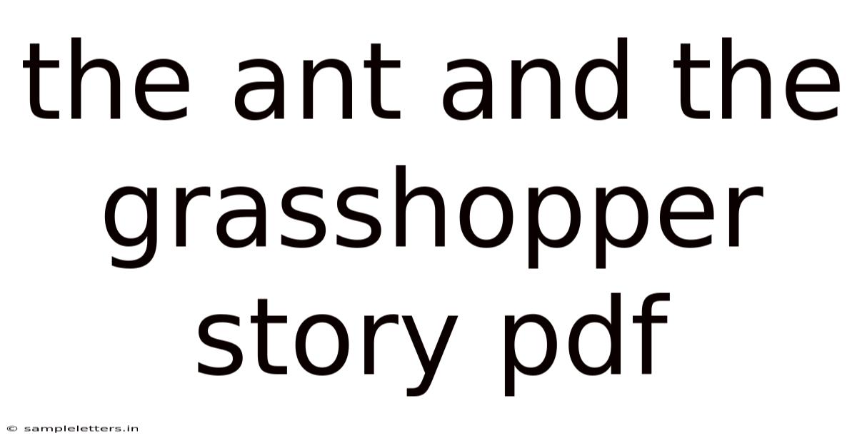The Ant And The Grasshopper Story Pdf