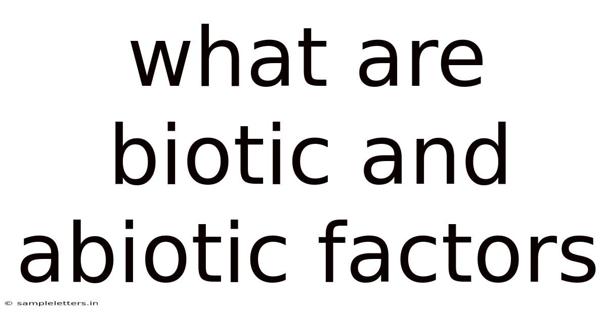 What Are Biotic And Abiotic Factors