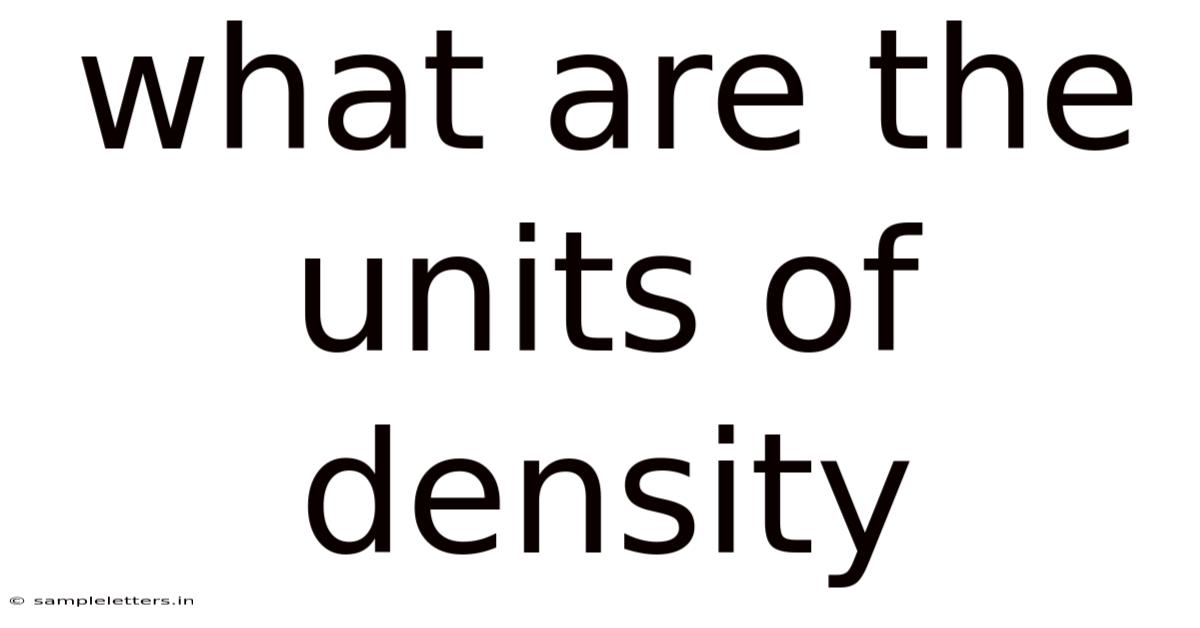 What Are The Units Of Density