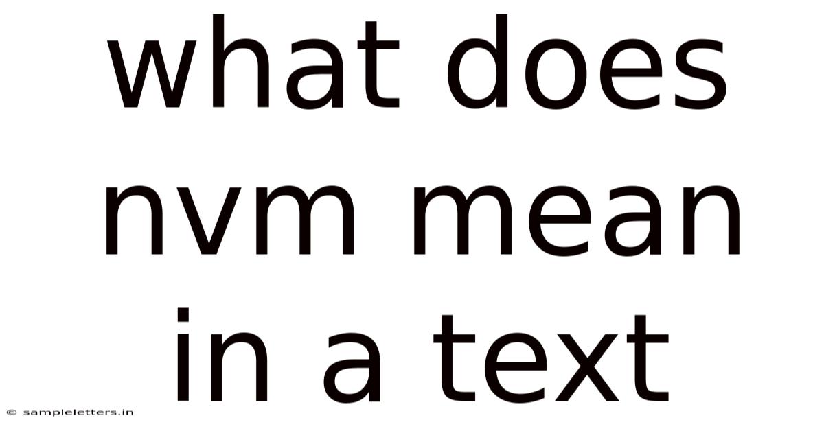 What Does Nvm Mean In A Text