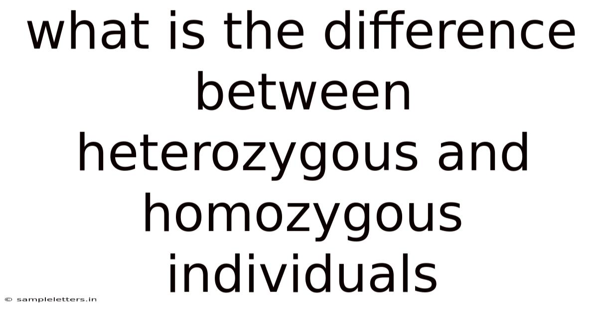 What Is The Difference Between Heterozygous And Homozygous Individuals