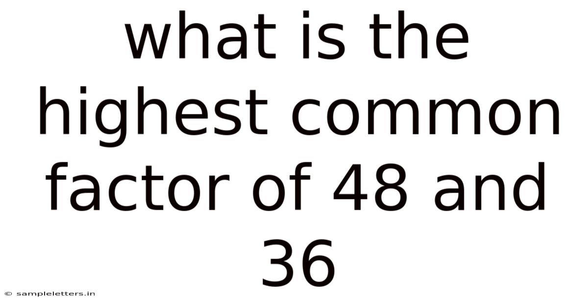What Is The Highest Common Factor Of 48 And 36