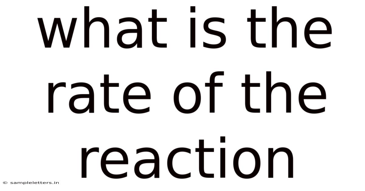 What Is The Rate Of The Reaction
