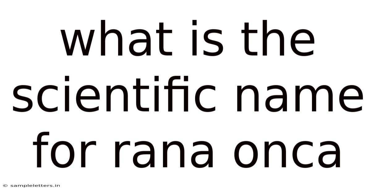What Is The Scientific Name For Rana Onca