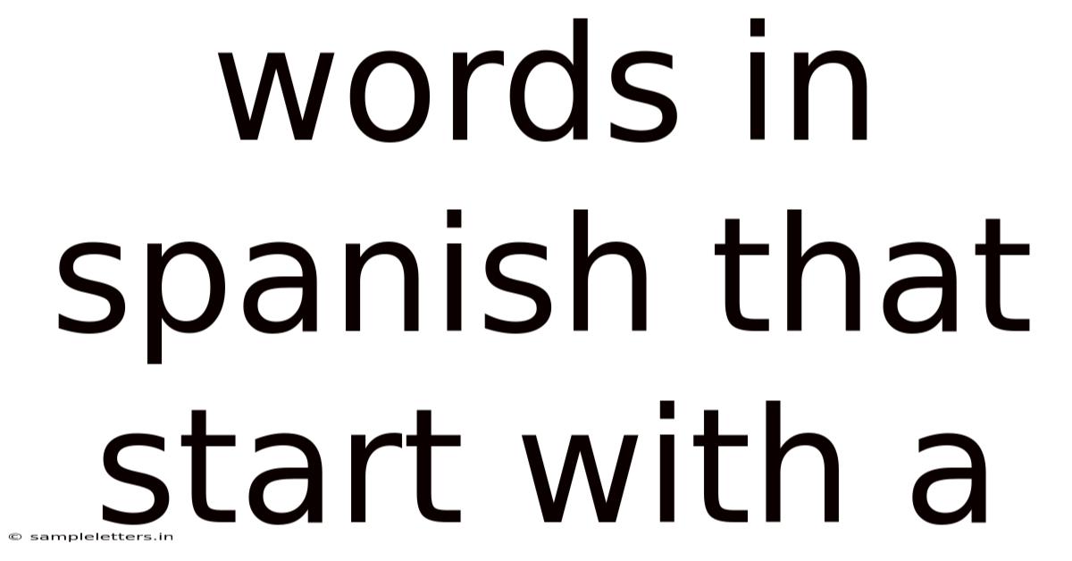 Words In Spanish That Start With A