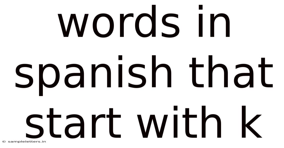 Words In Spanish That Start With K