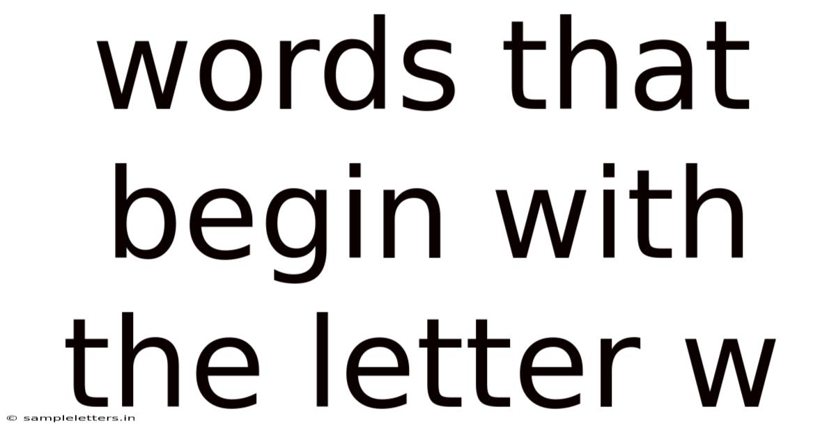 Words That Begin With The Letter W