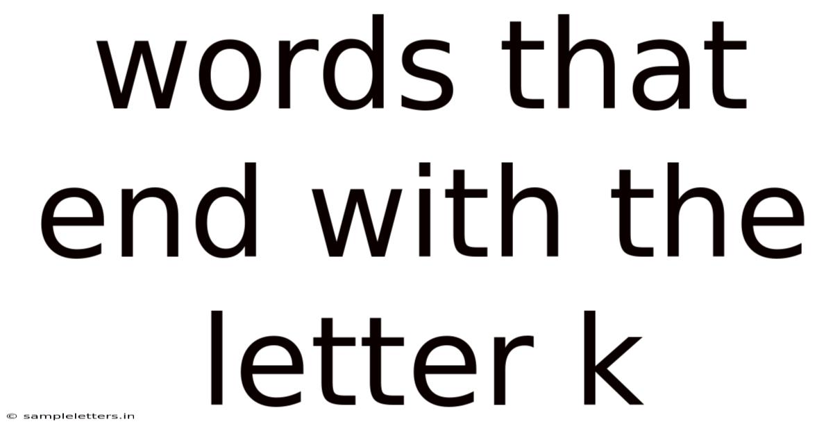 Words That End With The Letter K