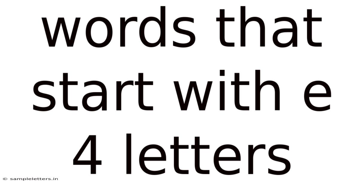 Words That Start With E 4 Letters