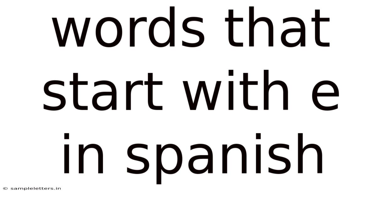 Words That Start With E In Spanish