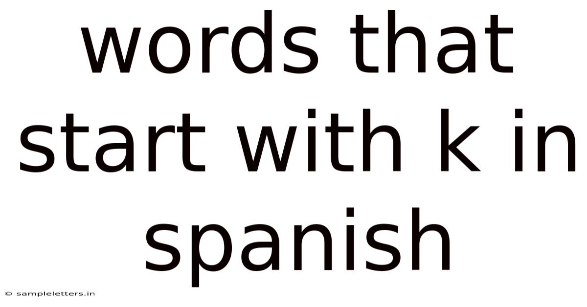 Words That Start With K In Spanish