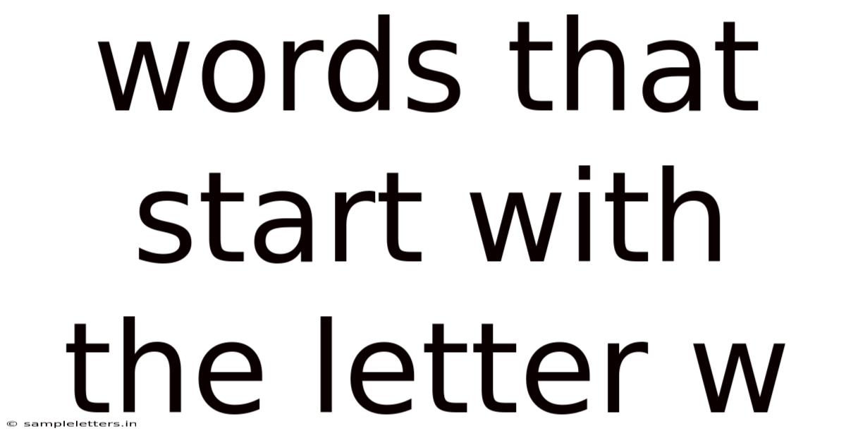 Words That Start With The Letter W