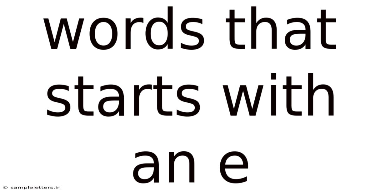 Words That Starts With An E